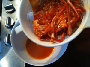 Straining the liquid