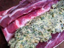 Stuff the loin, roll it and tie it up tight...